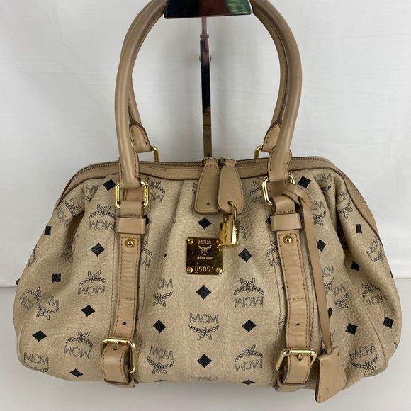 MCM Visetos Beige Satchel